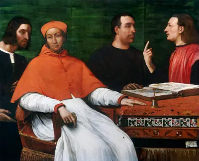 Cardinal Bandinello Sauli with his Secretary and Two Geographers Sebastiano del Piombo